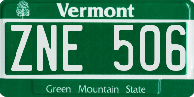 VT license plate ZNE506