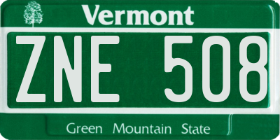 VT license plate ZNE508