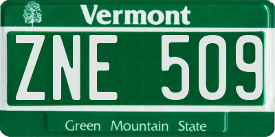 VT license plate ZNE509