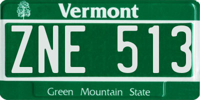 VT license plate ZNE513