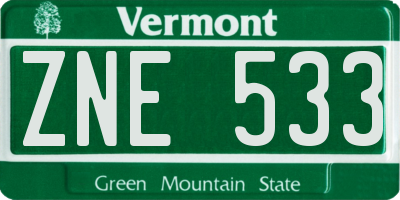 VT license plate ZNE533