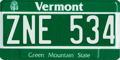 VT license plate ZNE534