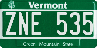 VT license plate ZNE535