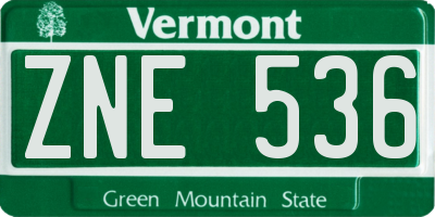 VT license plate ZNE536