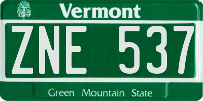 VT license plate ZNE537