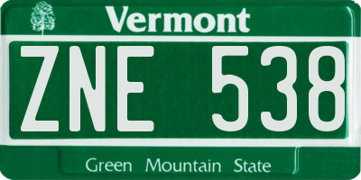 VT license plate ZNE538