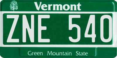 VT license plate ZNE540