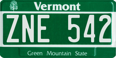 VT license plate ZNE542