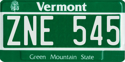 VT license plate ZNE545