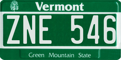 VT license plate ZNE546