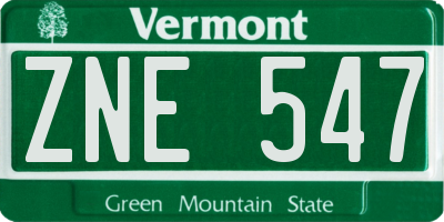 VT license plate ZNE547