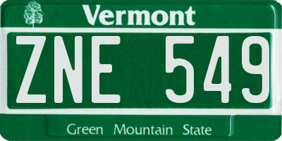 VT license plate ZNE549