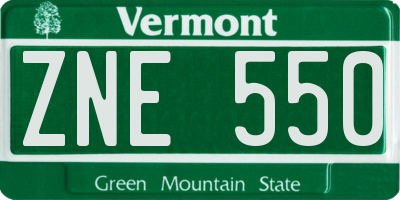 VT license plate ZNE550