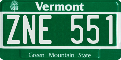 VT license plate ZNE551