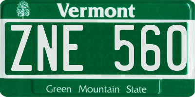 VT license plate ZNE560