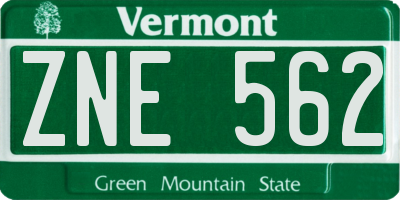 VT license plate ZNE562