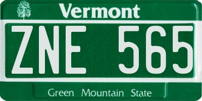 VT license plate ZNE565