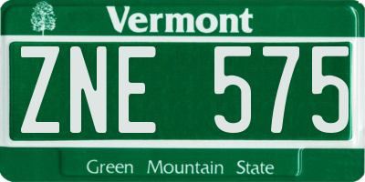 VT license plate ZNE575