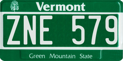 VT license plate ZNE579