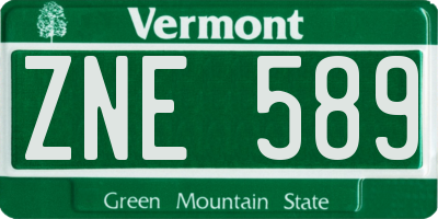 VT license plate ZNE589