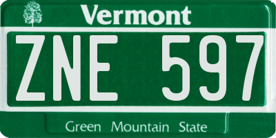 VT license plate ZNE597