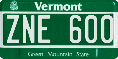 VT license plate ZNE600