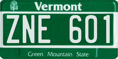 VT license plate ZNE601