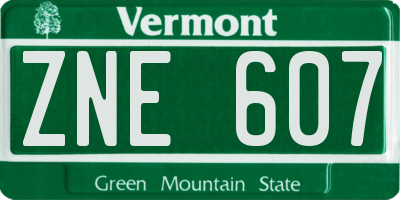 VT license plate ZNE607