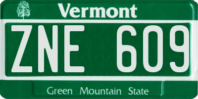 VT license plate ZNE609