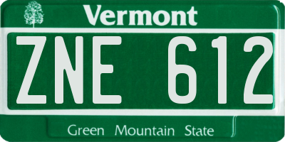 VT license plate ZNE612