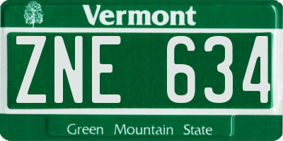 VT license plate ZNE634