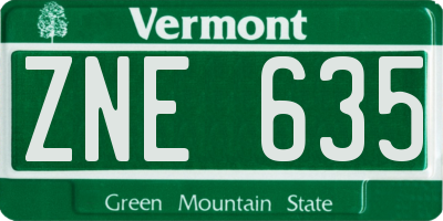 VT license plate ZNE635