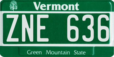VT license plate ZNE636