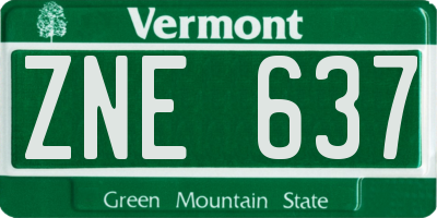 VT license plate ZNE637