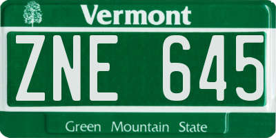 VT license plate ZNE645