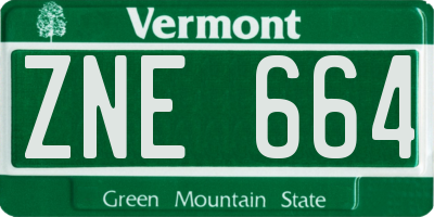 VT license plate ZNE664