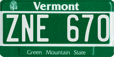 VT license plate ZNE670