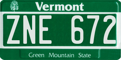VT license plate ZNE672