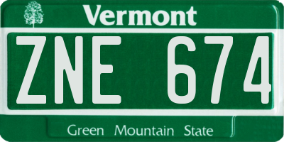 VT license plate ZNE674