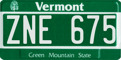 VT license plate ZNE675
