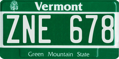 VT license plate ZNE678