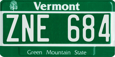 VT license plate ZNE684
