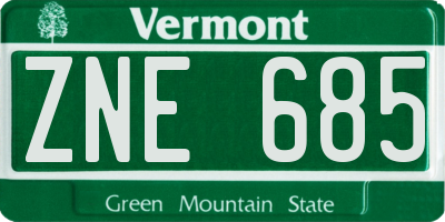 VT license plate ZNE685