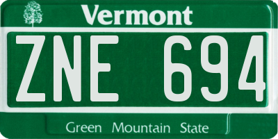 VT license plate ZNE694