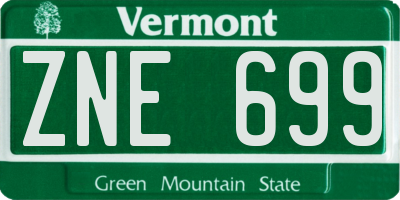 VT license plate ZNE699