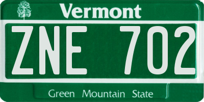 VT license plate ZNE702
