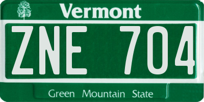 VT license plate ZNE704