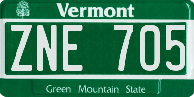 VT license plate ZNE705