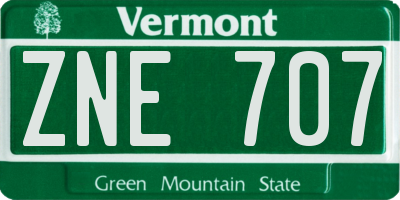VT license plate ZNE707