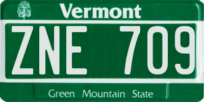 VT license plate ZNE709